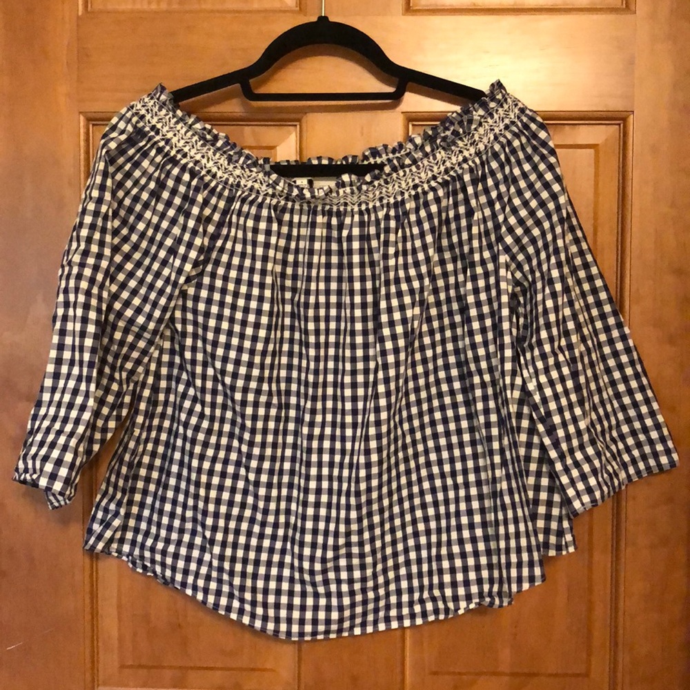 Madewell Size S Off the Shoulder Gingham Top
